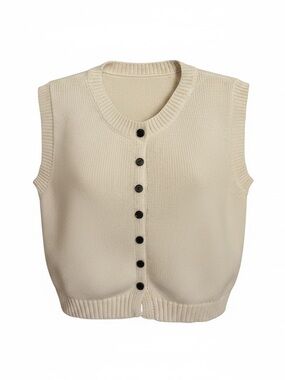 ASOS Cropped Cream Button-Front Knit Sweater Vest